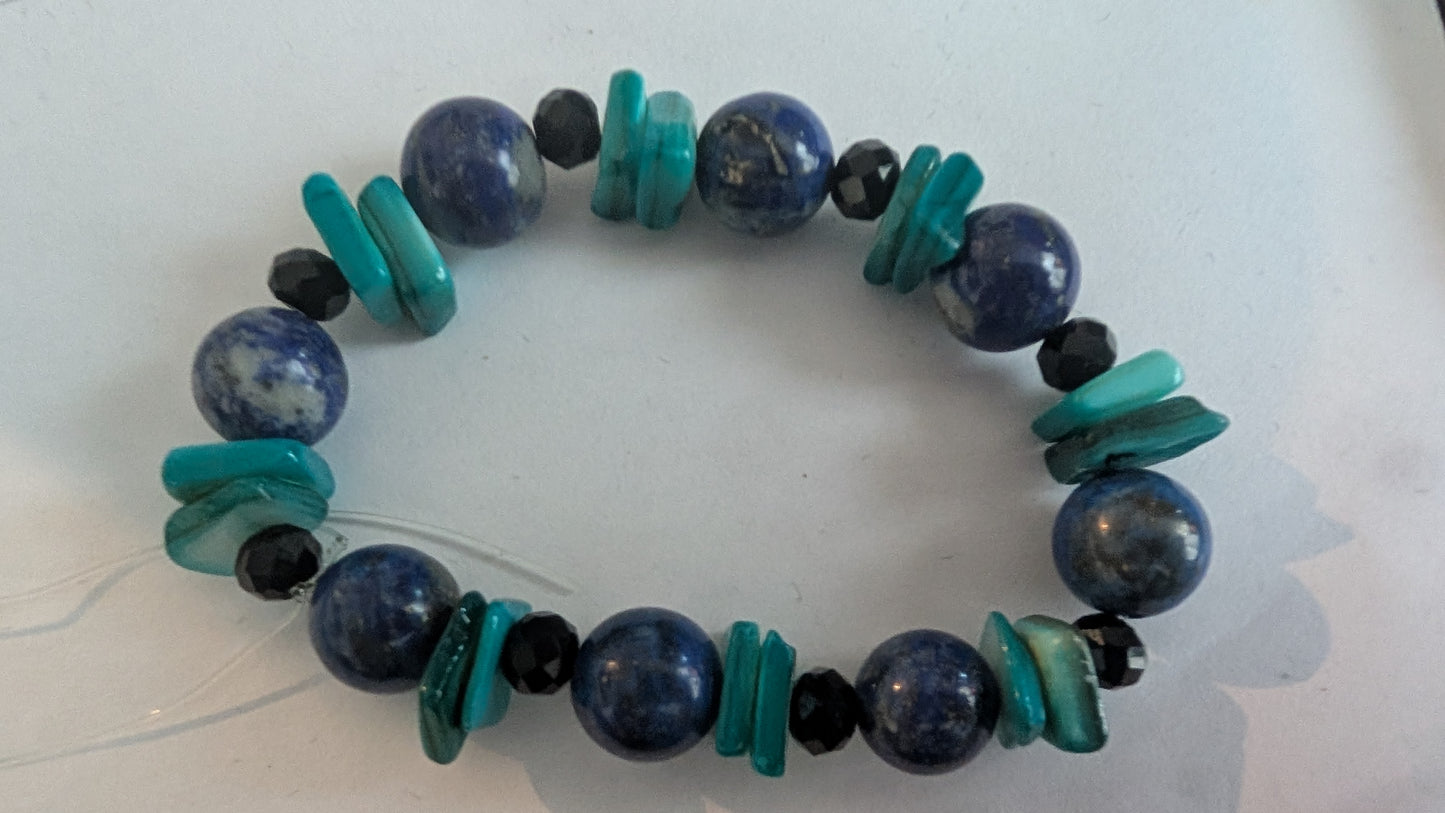 Lapis onyx and sea bracelet