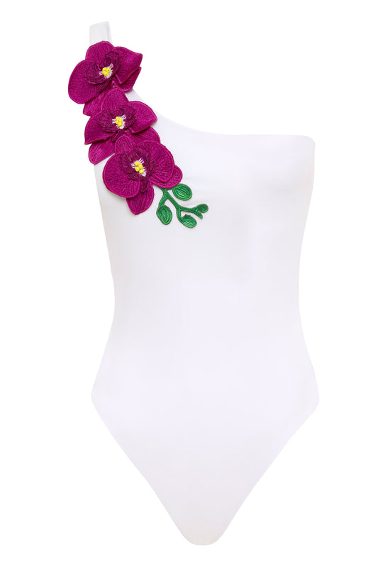 Vanda - White One Shoulder Style Swimsuit