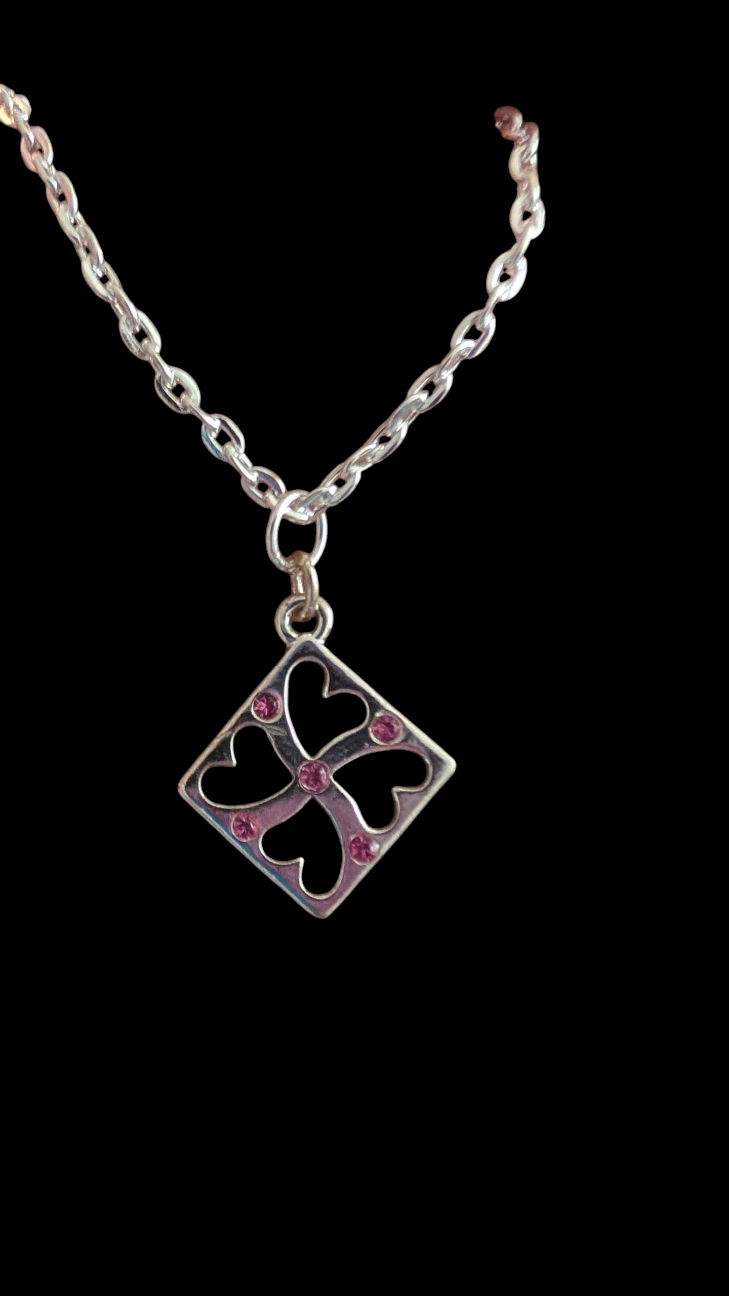 Pink hearts silver pendant