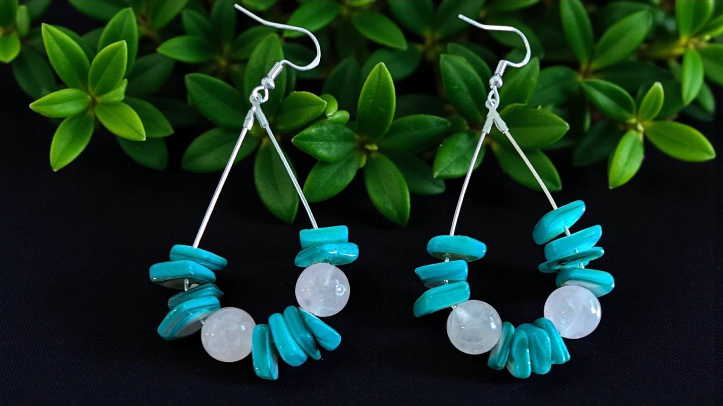 Seaglass rose dangle earring
