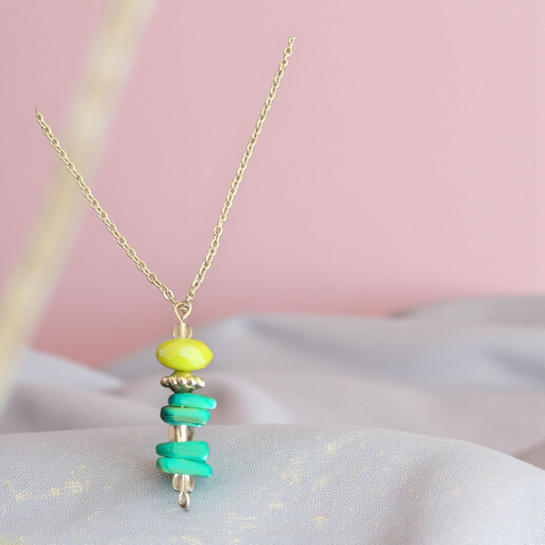 Key lime seaglass pendant