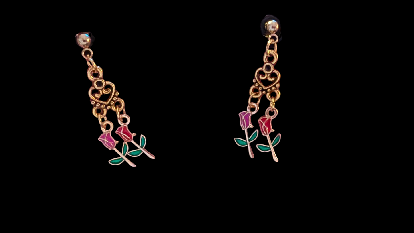 Flower dangle earrings